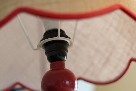 Scallop Edged Lampshade - Red